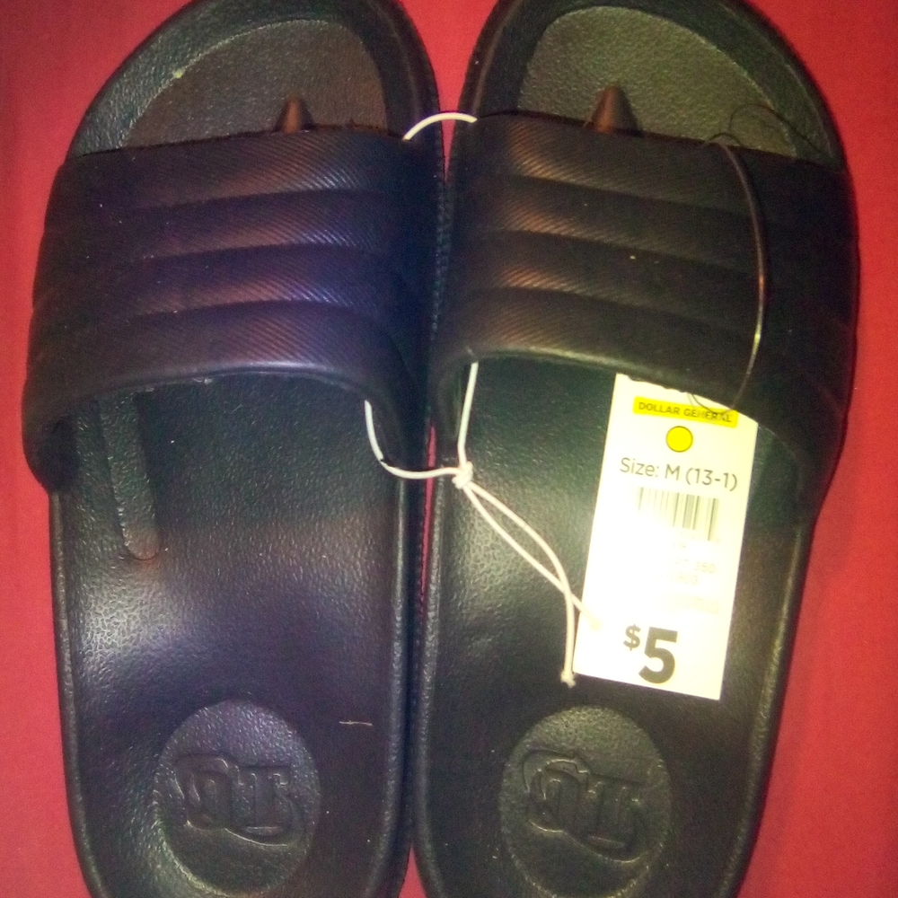 Black Childrens Slide Sandals